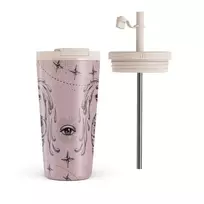 Kelioninis puodelis Burga Aquarius - Travel Mug, 500 ml / Flap & Straw Set / Pink
