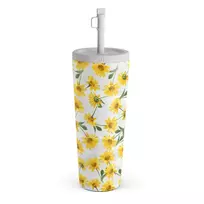 Kelioninis puodelis Burga Summer Scent - Yellow Flower Travel Mug, 700 ml / Straw