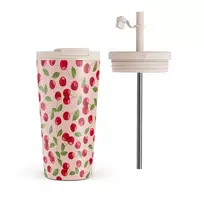 Kelioninis puodelis Burga Afternoon Treat - Cherry Travel Mug, 500 ml / Flap & Straw Set