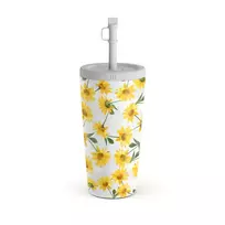 Kelioninis puodelis Burga Summer Scent - Yellow Flower Travel Mug, 500 ml / Straw