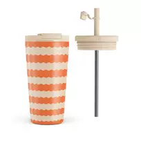 Kelioninis puodelis Burga Papaya - Travel Mug, 500 ml / Flap & Straw Set
