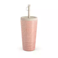 Kelioninis puodelis Burga Pink Croco - Travel Mug, 500 ml / Straw