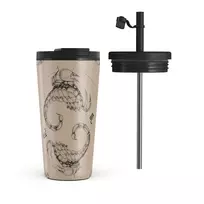 Kelioninis puodelis Burga Scorpio - Travel Mug, 500 ml / Flap & Straw Set / Beige
