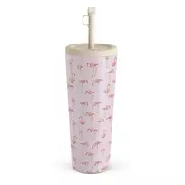 Kelioninis puodelis Burga Nostalgic Pink - Flamingos Travel Mug, 700 ml / Straw