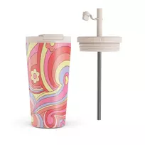 Kelioninis puodelis Burga Roller Disco - Travel Mug, 500 ml / Flap & Straw Set