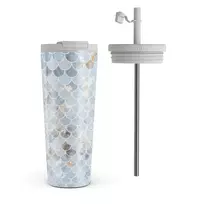 Kelioninis puodelis Burga Mermaid Skin - Travel Mug, 700 ml / Flap & Straw Set