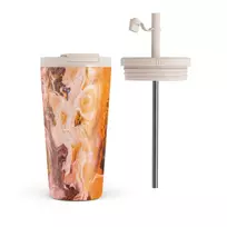 Kelioninis puodelis Burga Pumpkin Spice - Orange Travel Mug, 500 ml / Flap & Straw Set