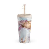 Kelioninis puodelis Burga Frozen Leaves - Cute Marble Travel Mug, 500 ml / Straw
