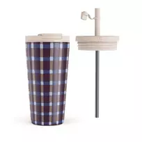 Kelioninis puodelis Burga Crosscheck - Travel Mug, 500 ml / Flap & Straw Set