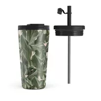 Kelioninis puodelis Burga So Lush - Bannana Leaves Travel Mug, 500 ml / Flap & Straw Set