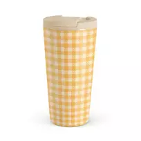 Kelioninis puodelis Burga Tuscan Sun - Yellow Plaid Travel Mug, 500 ml / Flap