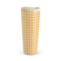 Kelioninis puodelis Burga Tuscan Sun - Yellow Plaid Travel Mug, 700 ml / Flap