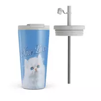 Kelioninis puodelis Burga Nine Lives - Travel Mug, 500 ml / Flap & Straw Set
