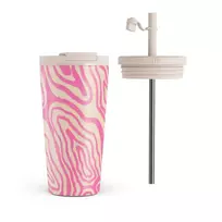 Kelioninis puodelis Burga Pink Shores - Travel Mug, 500 ml / Flap & Straw Set