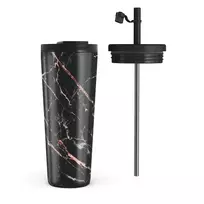 Kelioninis puodelis Burga Rose Gold Marble - Travel Mug, 700 ml / Flap & Straw Set