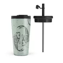 Kelioninis puodelis Burga Pisces - Travel Mug, 500 ml / Flap & Straw Set / Turquoise