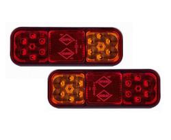 2x 3 funkcijų LED galinis žibintas 12V 24V E9, skirtas sunkvežimio priekabai, karavanui, 0