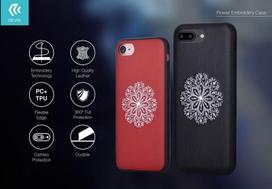 Devia Apple iPhone 7 Plus / 8 Plus dėklas, gėlėmis siuvinėtas, juodas