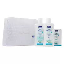 CHICCO_SET Baby Moments Blue Vonios losjonas 200ml + plaukų šampūnas 200ml + švelnus muilas 100g