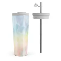 Kelioninis puodelis Burga New Flame - Rainbow Travel Mug, 700 ml / Flap & Straw Set