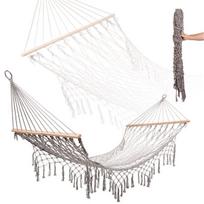 Sodo hamakas Boho tinklinis su kutais 200cm – pilkas