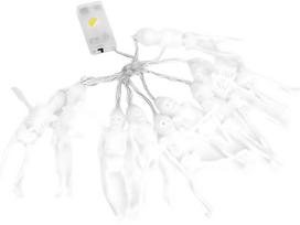 LED dekoracija Helovino vakarėliams 2m 10 kabančių skeleto figūrų