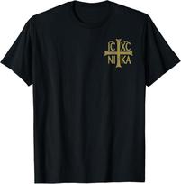 ICXC NIKA Kristograma Kryžius Ortodoksų Krikščioniškas Diskreti Marškinėliai Unisex Marškinėliai XXXL