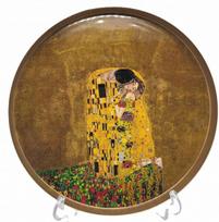 Gustavo Klimto "pabučiavimas" metalinė dekoratyvinė lėkštė