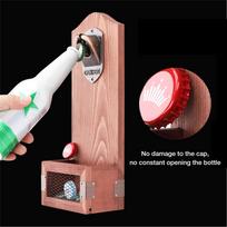 Pakabinamas butelių atidarytuvas Alaus Vyno Gėrimų Atidarytuvas Vintažinis Medinis Sieninis Butelių Atidarytuvas su Dangtelių Gaudykle Virtuvės Baro Aksesuarai Bottle opener