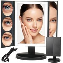 LED apšviestas kosmetikos veidrodis, 3x, 5x ir 10x didinimas
