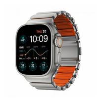 Nomad Stratos Band - titano apyrankė Apple Watch 49mm su FKM (natūralus titanas, ultra orange FKM) | NM011123858 | 856504011123