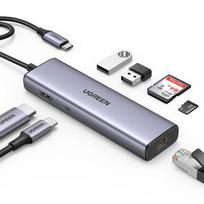 UGREEN USB-C to 2 x USB 3.0 + HDMI + RJ45 + SD  AND  TF + PD port Hub