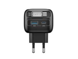 HAVIT UC251 EU - GaN travel charger with extendable cable (black)