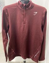 GYM SHARK Moteriškas bordo spalvos 1/4 užtrauktuko megztukas Waffle Fleece su skylutėmis nykščiams Dydis L Unisex Marškinėliai XXXXL