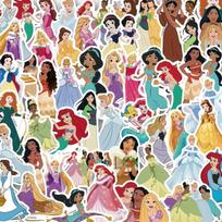 Disney princess stickers Rapunzel, Jasmine, Snow Queen, Belle, Ariel Disney sticker pack stickers set 52 pcs įvairiaspalvis