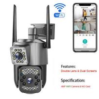 Nauja 2K HD vandeniui atspari ES IP kamera Wifi 4G SIM kortelė PTZ 4MP dvigubo objektyvo lauko AI žmogaus sekimo spalvota naktinio matymo CCTV apsaugos kamera 4MP WIFI Camera