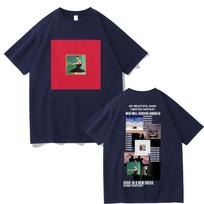 Raperio Kanye Westo My Beautiful Dark Twisted Fantasy marškinėliai su paveikslėliu Donda College Dropout marškinėliai Vyriški Hip Hop medvilniniai Retro viršutiniai drabužiai M