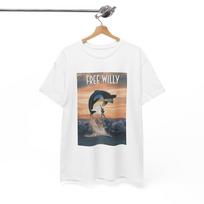 Free Willy marškinėliai Retro filmo plakatas 90-ųjų Vaikams Vintage Unisex Sunkaus medvilnės marškinėliai Unisex marškinėliai L