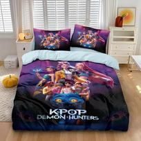 KPop D-Demon Hunters Viengulis patalynės komplektas Helovino kostiumo patalynės komplektas - 2-3 dalių antklodės, užvalkalo, pagalvės užvalkalo komplektai US Twin(172x218cm)