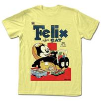 Katinas Feliksas, geltoni medvilniniai marškinėliai, visų dydžių, S-5XL, dovanos gerbėjams, TA256, unisex marškinėliai. XXXL