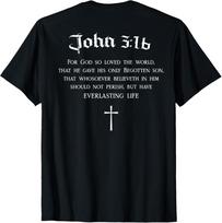 Jonas 3:16 krikščioniškų Biblijos eilučių WWJD religinis GALINIS DIZAINAS Marškinėliai Unisex marškinėliai S