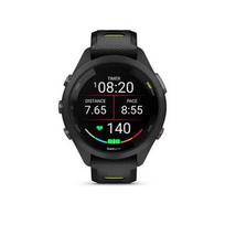 Garmin Forerunner 265s 42mm juodas apvadas ir korpusas su juodos arba „Amp Yellow“ (geltonos) spalvos silikoniniu dirželiu