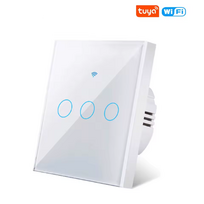 Šviesos jungiklis išmanusis, Wi-Fi, 3 mygtukų, baltas – Tuya / Smart Life, suderinamas su Alexa ir Google Assistant