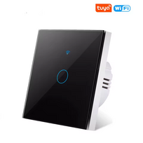 Šviesos jungiklis išmanusis, Wi-Fi, 1 mygtuko, juodas – Tuya / Smart Life, suderinamas su Alexa ir Google Assistant