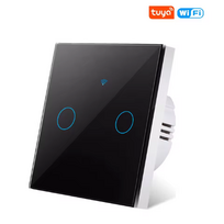 Šviesos jungiklis išmanusis, Wi-Fi, 2 mygtukų, juodas – Tuya / Smart Life, suderinamas su Alexa ir Google Assistant