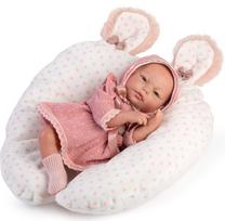 Guca Reborn lėlė kūdikis Carla su rožiniu megztuku, kepurėle ir pagalvėle, 38 cm