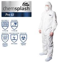 Neperšlampamas tvirtas kombinezonas Chemsplash Pro 63 2518, 5B/6B, balta, XXXL (1vnt)