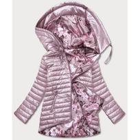 Dvipusė moteriška gėlėta striukė pudros rožinė (pc-7509-52)