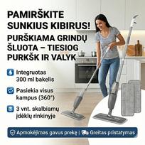 Purškiama grindų šluota su 300 ml talpa – nepriekaištinga švara be kibiro ir vargo