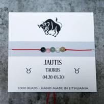 Raudono (juodo) siūlo apyrankė Jaučio ženklui
